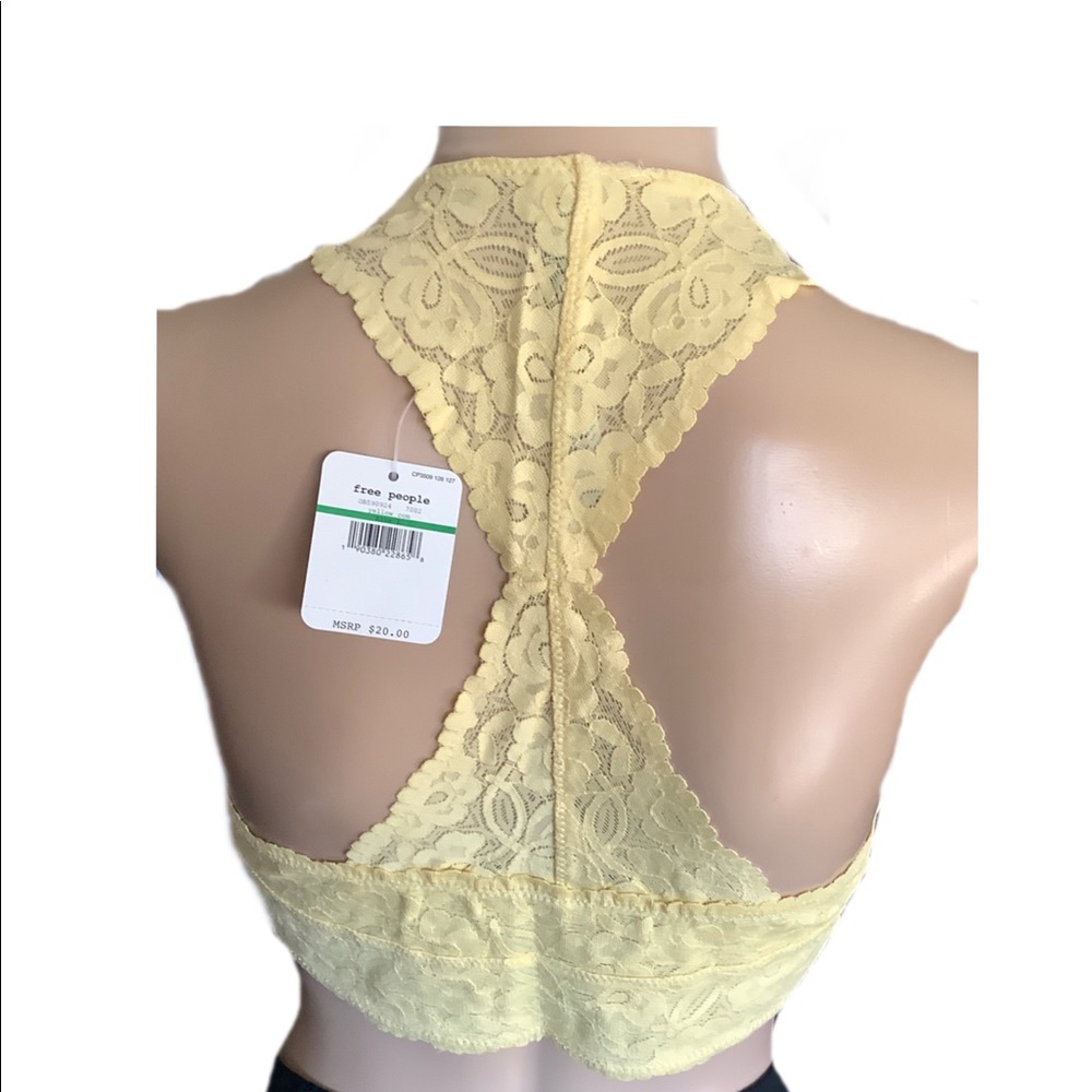 Free People Galloon Lace Racerback bra size small green or yellow - Picture 6 of 7